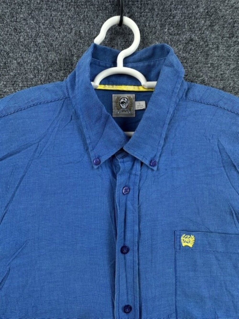 Cinch Cotton Button-Down Large Blue Pocket Long Sleeve Rodeo Shirt Men Woven